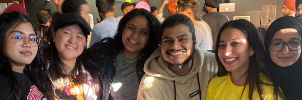 Students at a community event